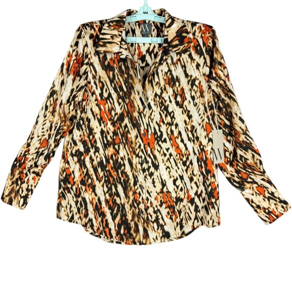 Worthington Women's Pullover Long Sleeve Multicolor Geometric Blouse Size XS NWT - Picture 1 of 11